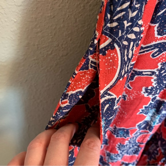 Knox Rose Red & Navy Blue Boho Short Sleeve Midi Dress Size Small *FLAWS* NWT - Picture 7 of 17